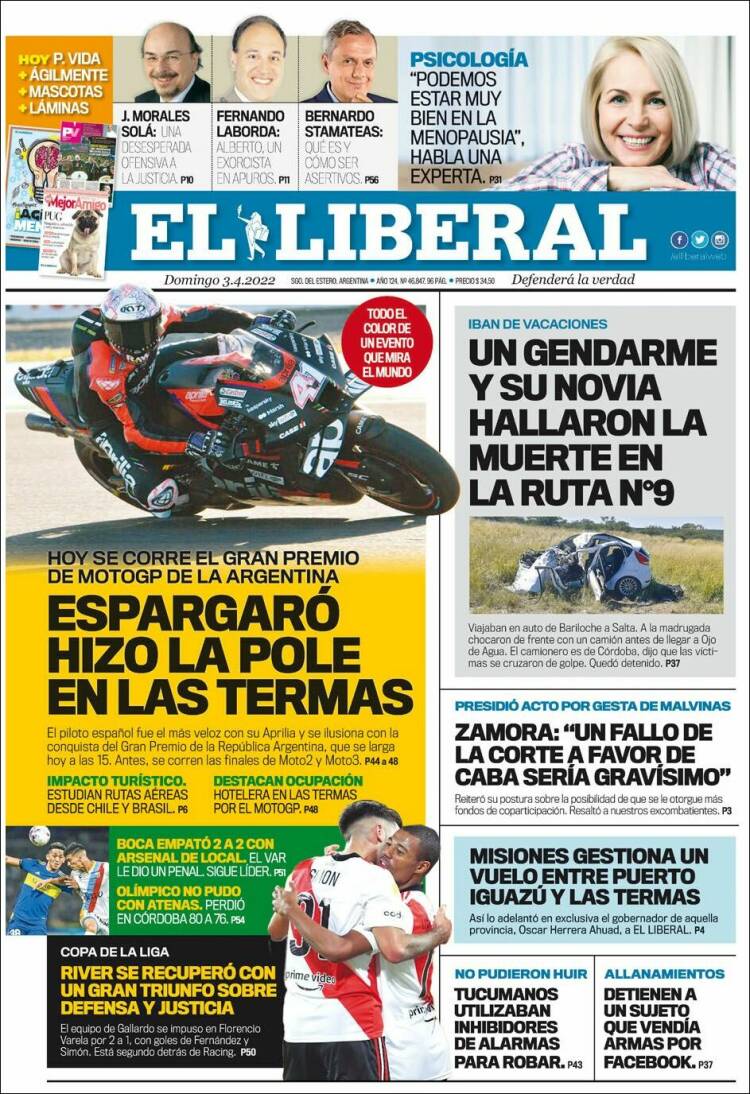 Portada de Diario El Liberal (Argentine)
