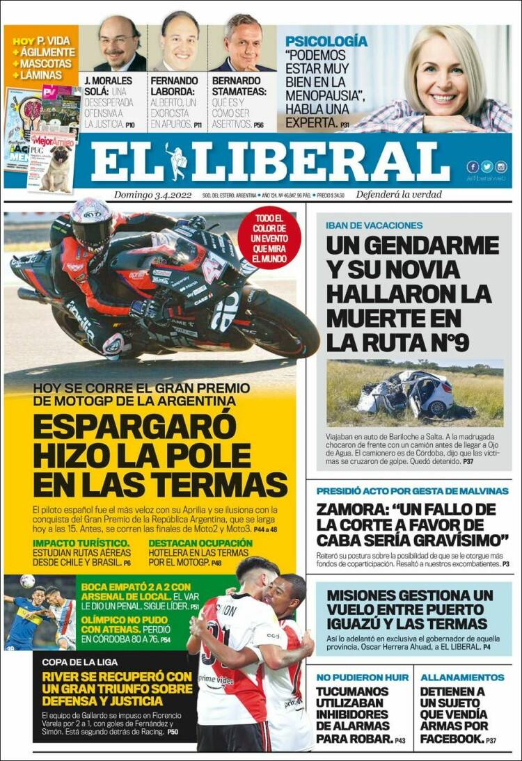 Portada de Diario El Liberal (Argentina)