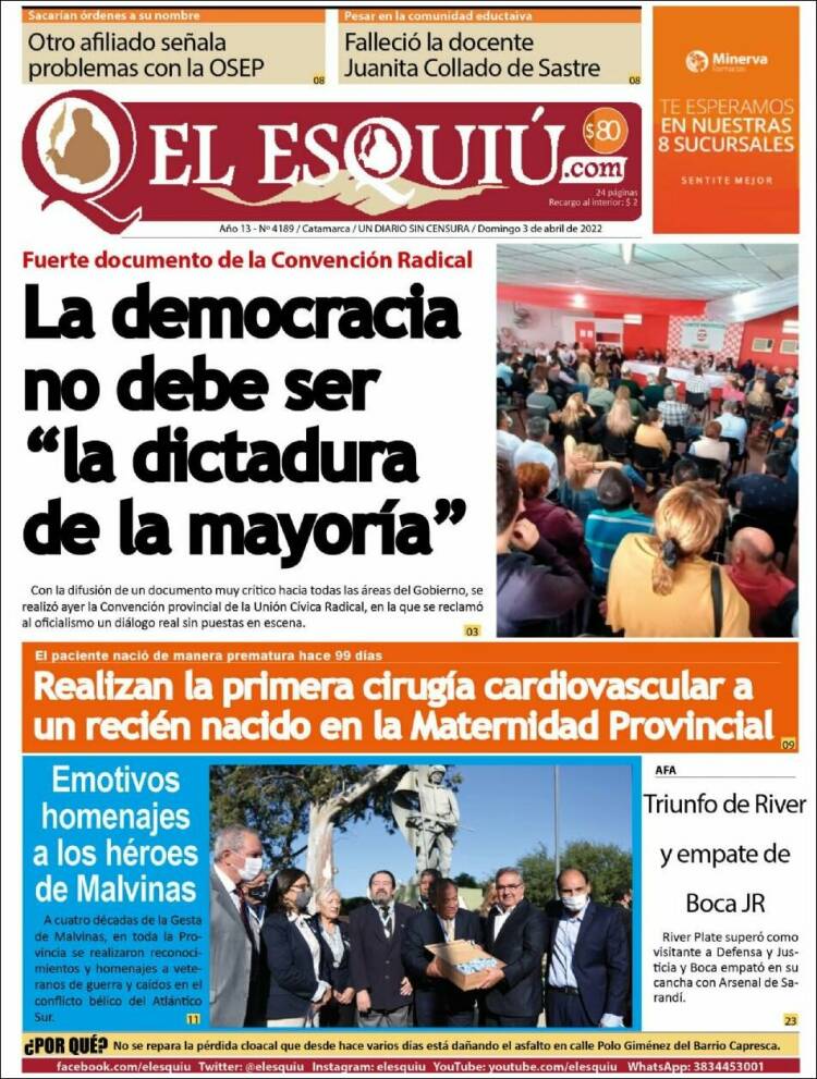 Portada de El Esquiu (Argentina)