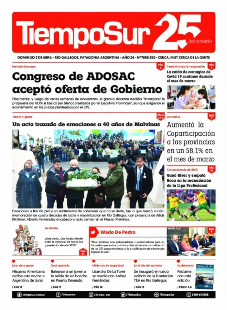 Portada de Tiempo Sur (Argentina)