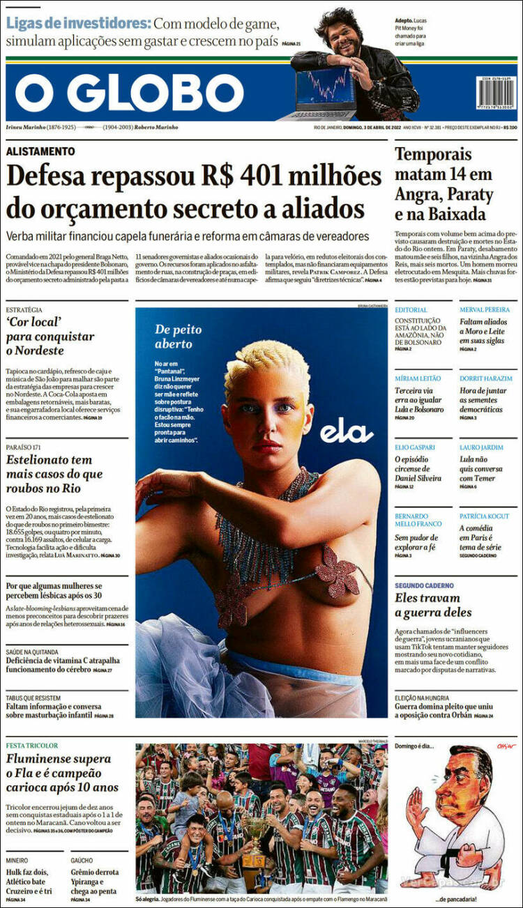 Portada de O Globo (Brasil)