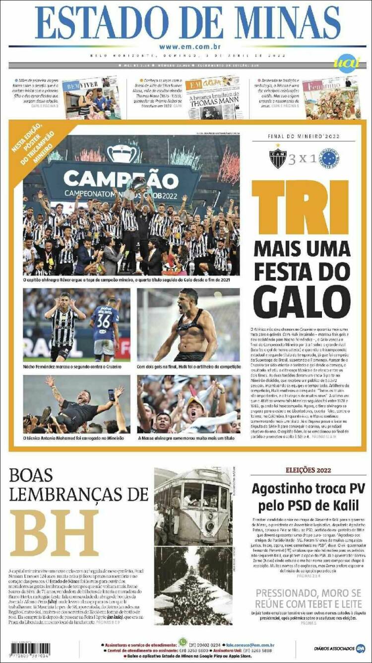 Portada de Jornal Estado de Minas (Brasil)