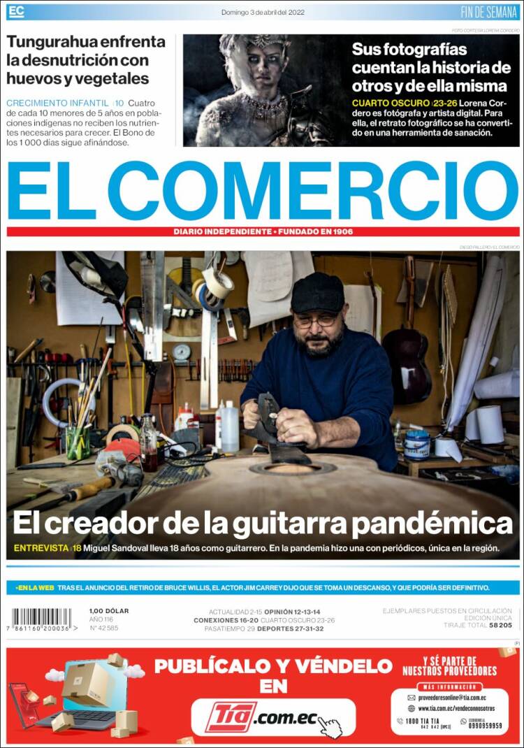 Portada de El Comercio (Ecuador)