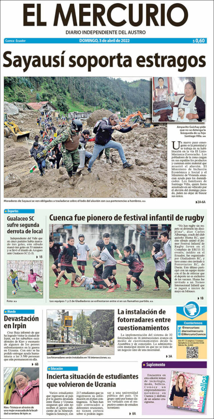 Portada de Diario El Mercurio (Ecuador)