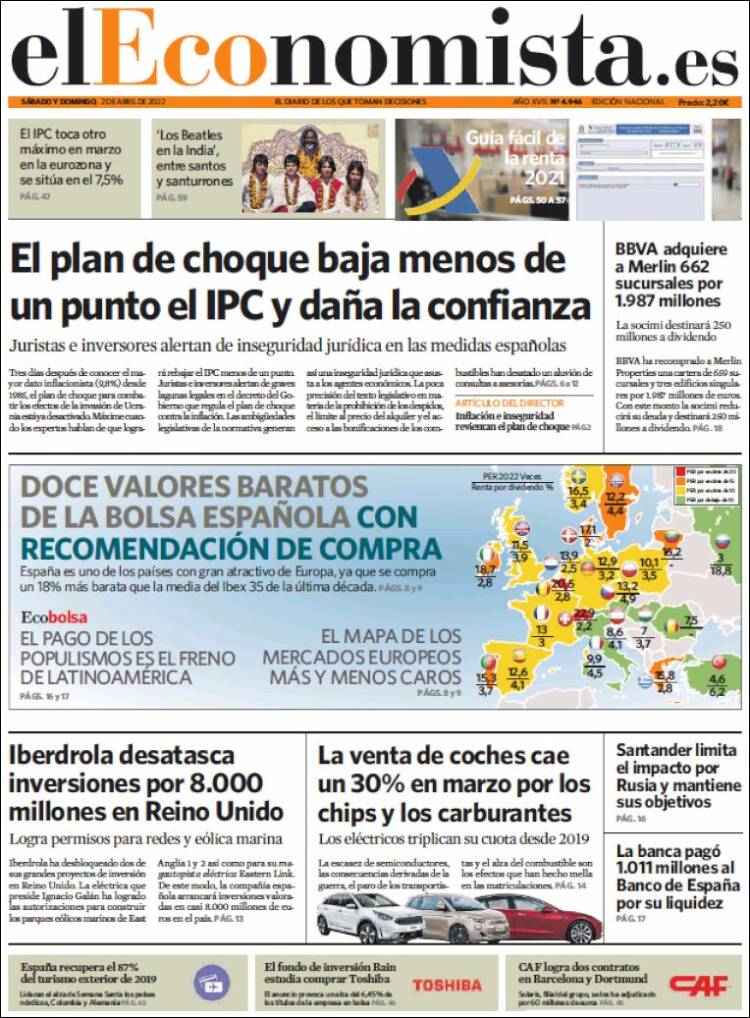 Portada de El Economista (Espa&ntilde;a)