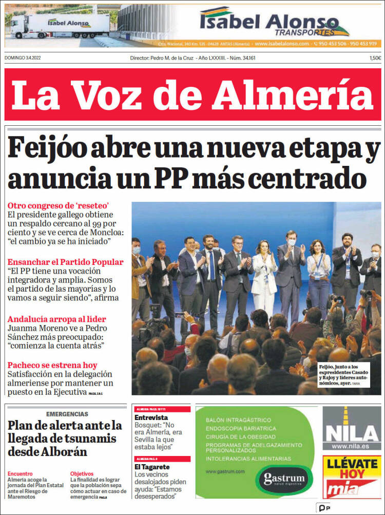 Portada de La Voz de Almería (España)