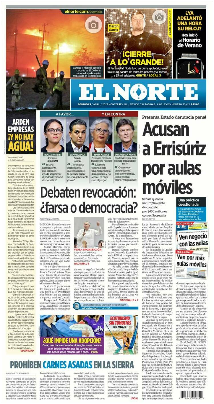 Portada de El Norte (Mexico)