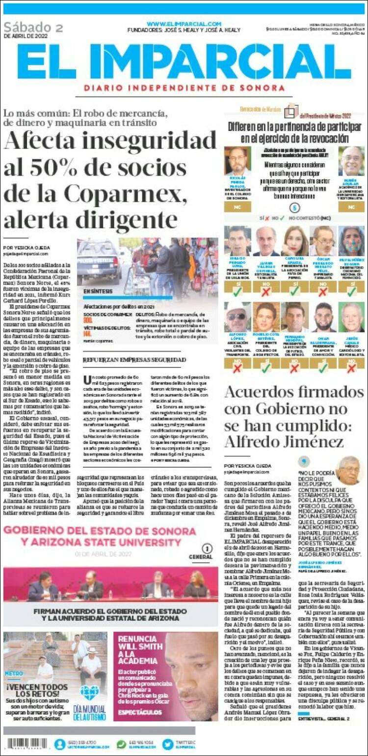 Portada de El Imparcial (México)