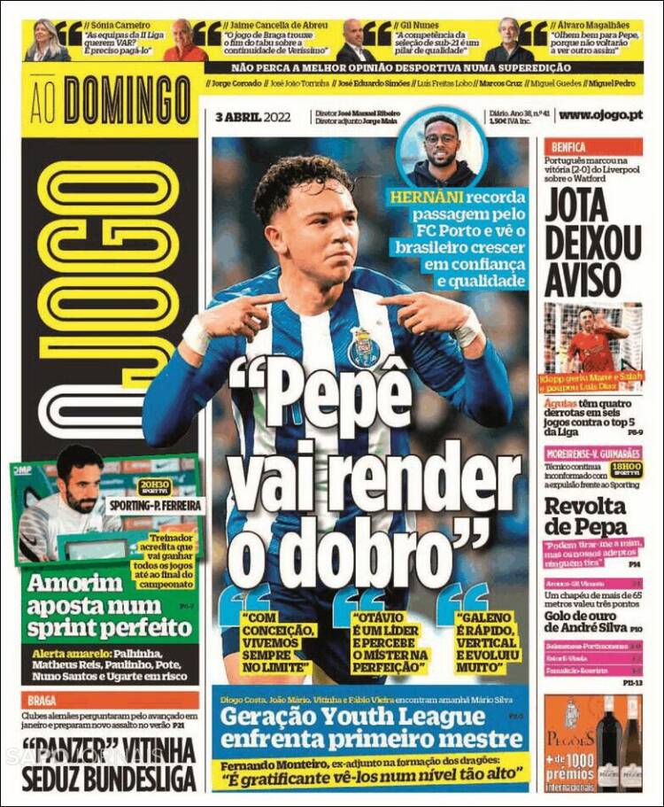 Portada de O Jogo (Portugal)