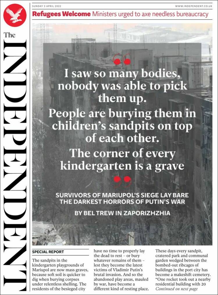 Portada de The Independent (Reino Unido)