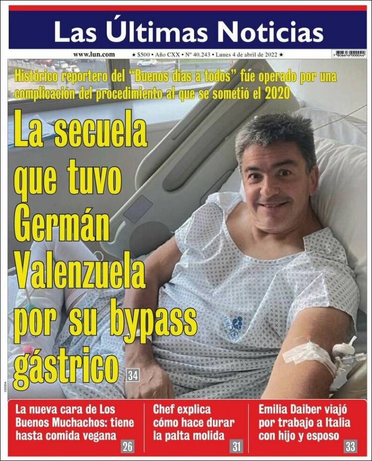 Portada de Las Últimas Noticias (Chile)