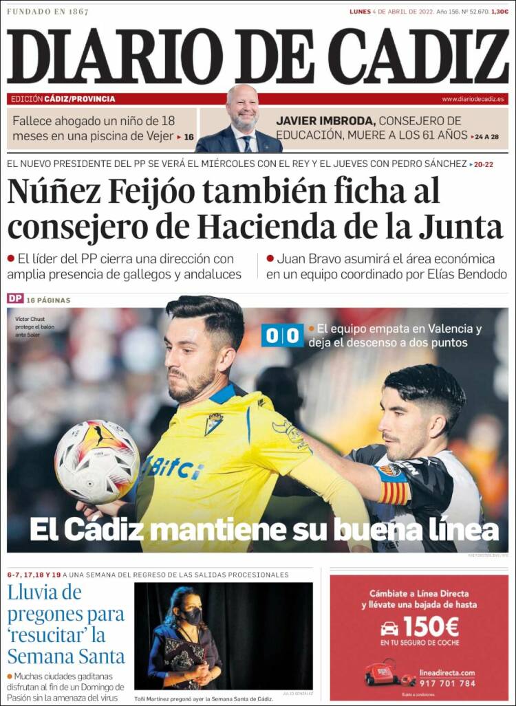 Portada de Diario de Cádiz (Espa&ntilde;a)