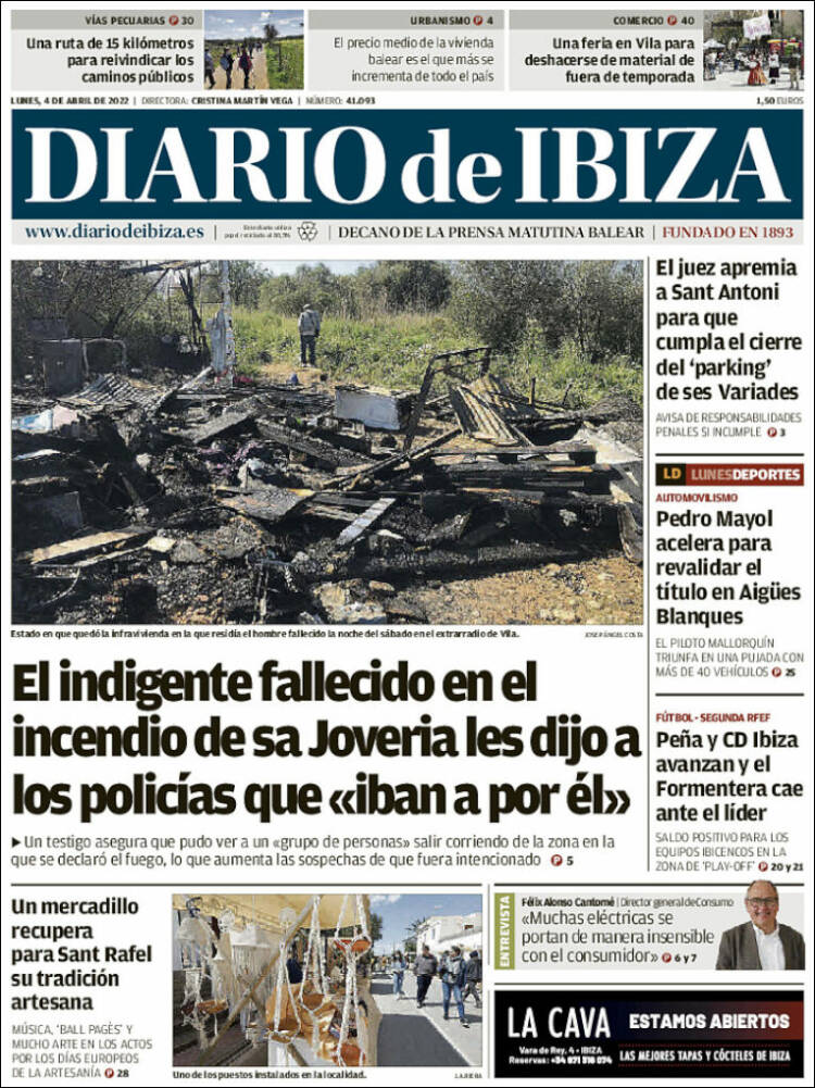 Portada de Diario de Ibiza (Espa&ntilde;a)