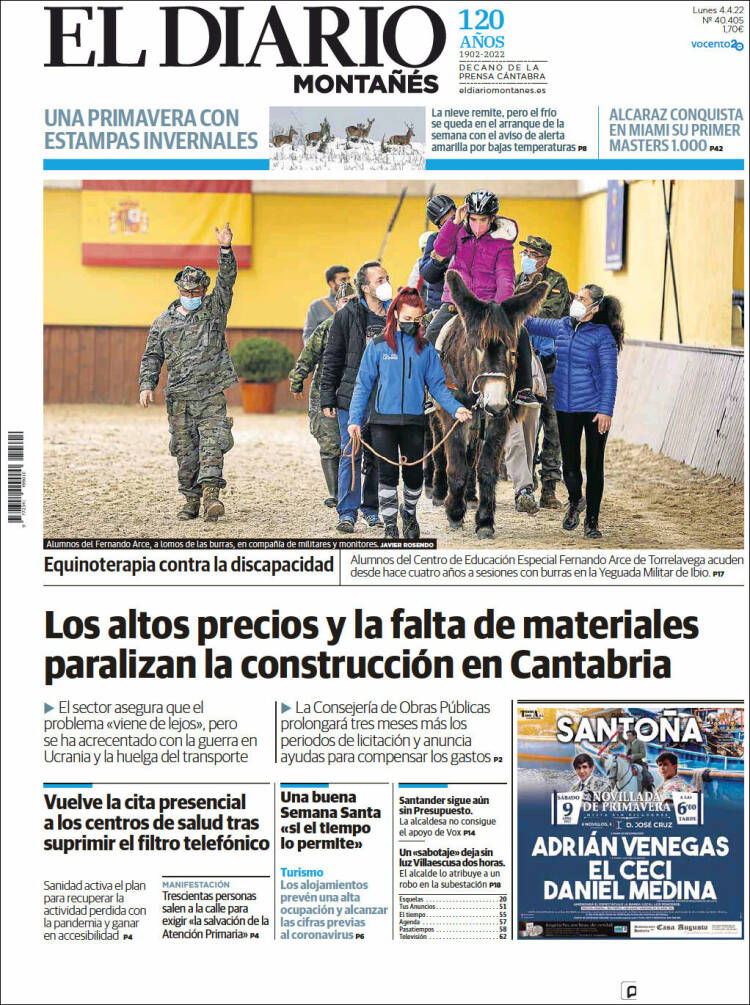Portada de El Diario Montañés (Espa&ntilde;a)