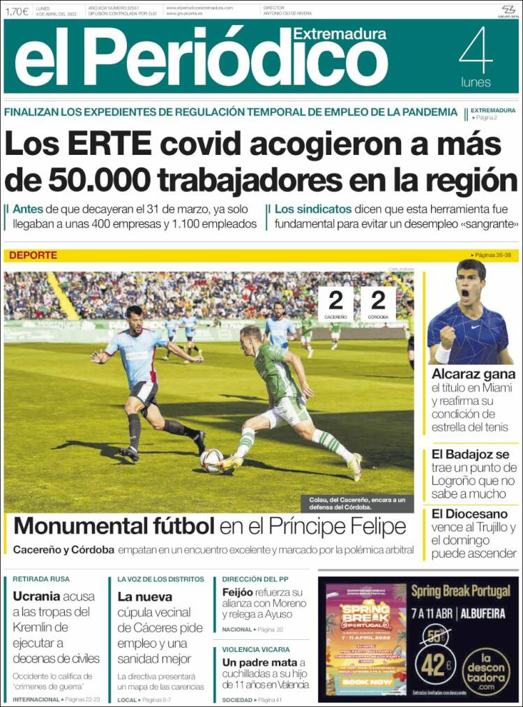 Portada de El Periódico de Extremadura (Espa&ntilde;a)