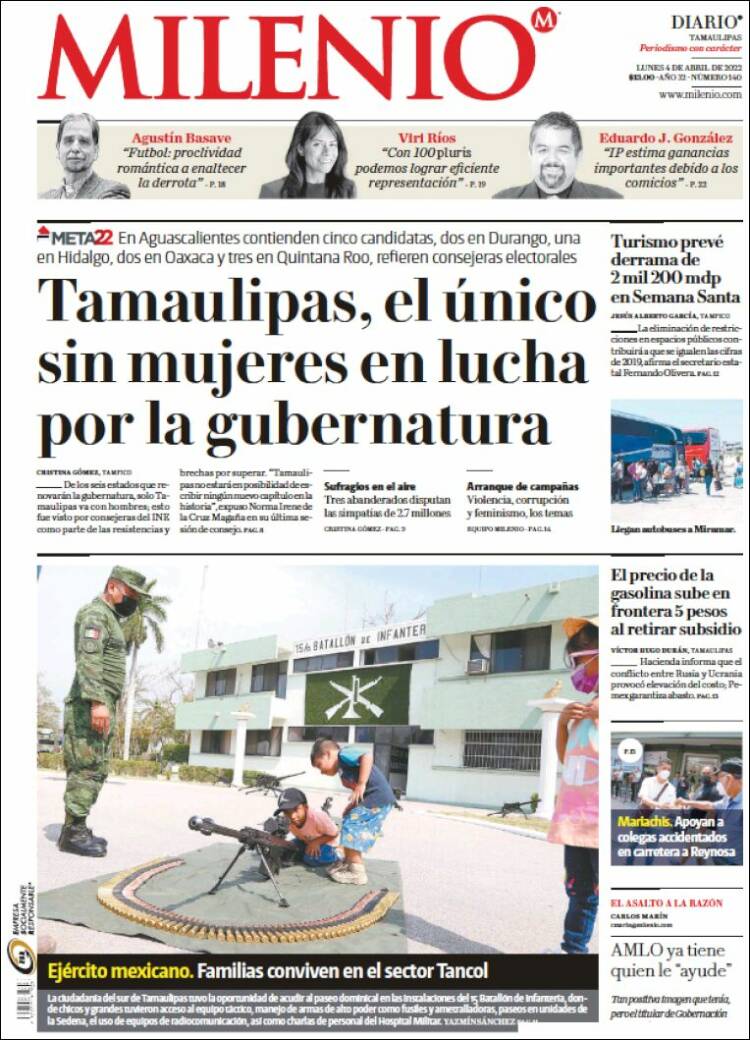 Portada de Milenio - Tamaulipas (México)