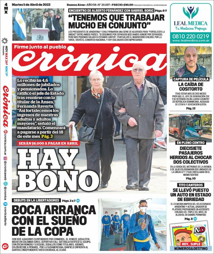 Portada de Crónica (Argentina)