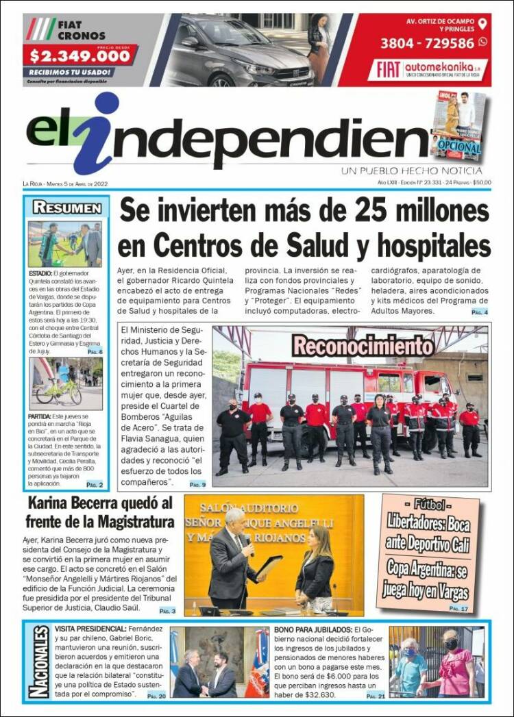 Portada de El Independiente (Argentina)