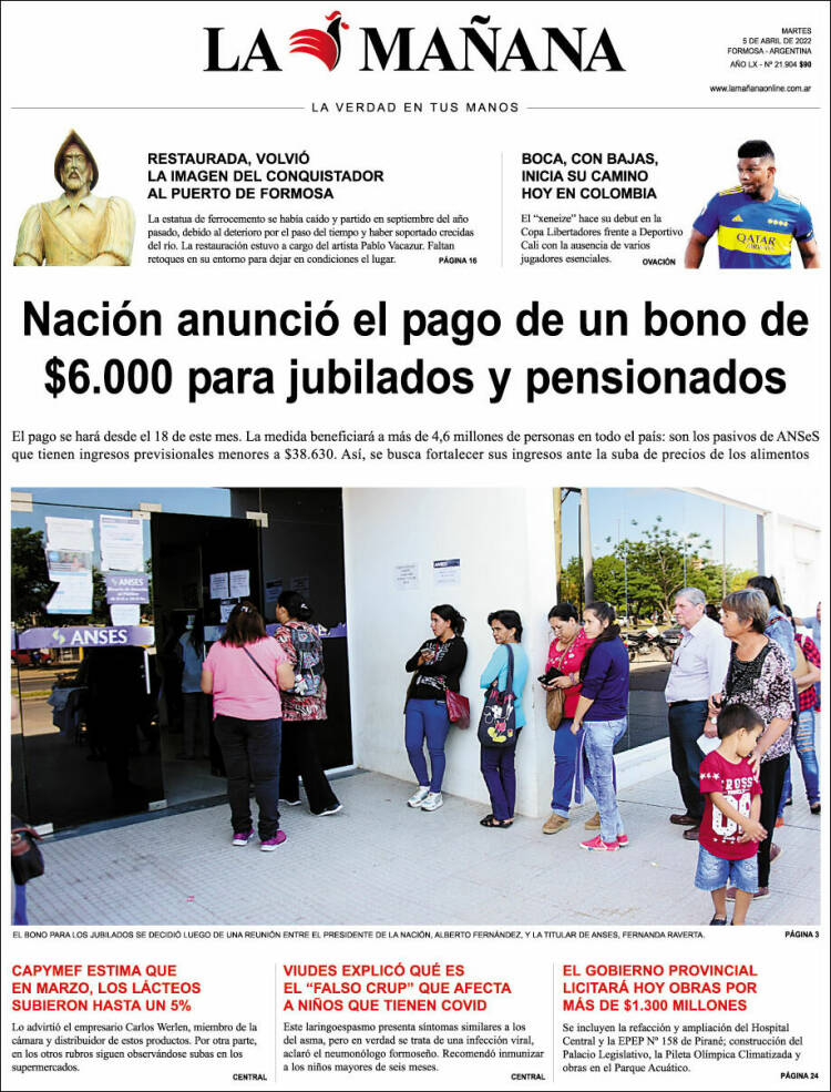 Portada de Diario La Mañana (Argentina)