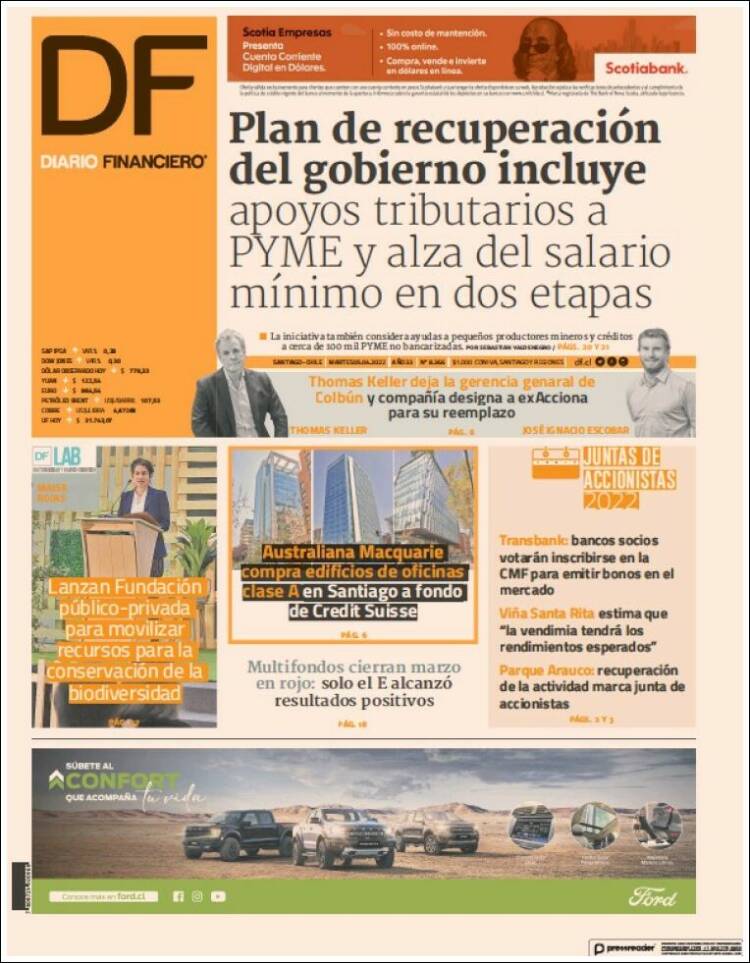 Portada de Diario Financiero (Chile)