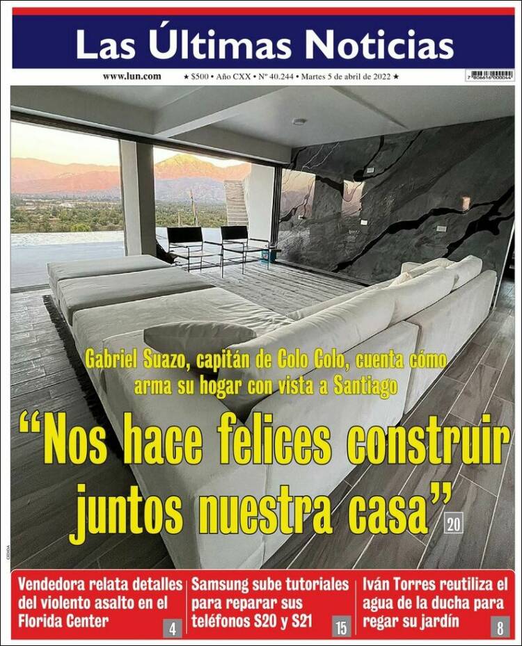 Portada de Las Últimas Noticias (Chile)