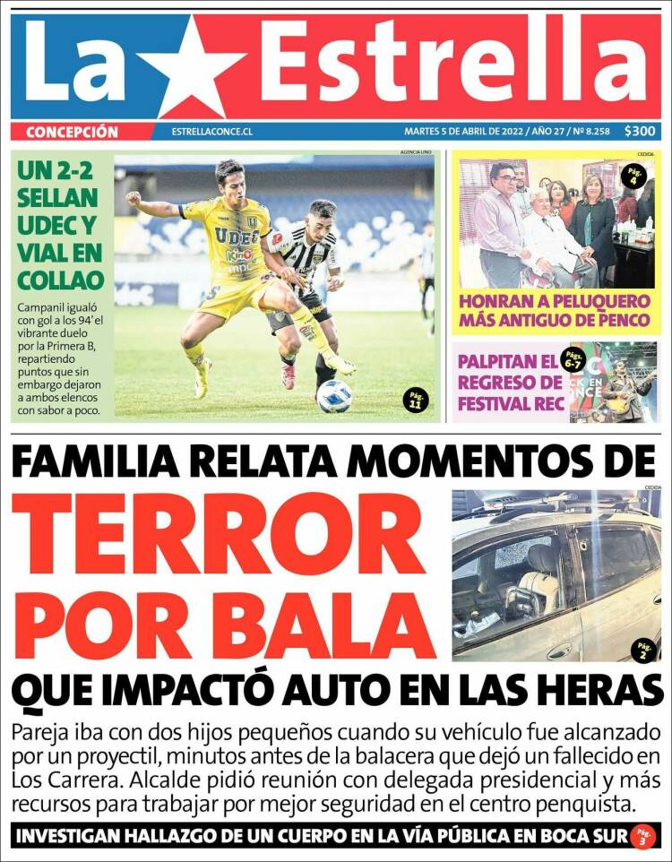 Portada de La Estrella de Concepción (Chile)