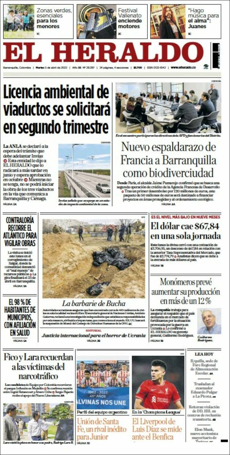 Portada de El Heraldo (Colombia)