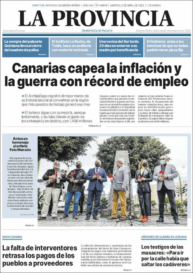 Portada de La Provincia (España)