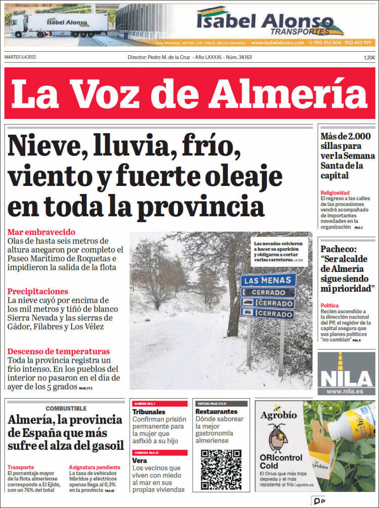 Portada de La Voz de Almería (España)