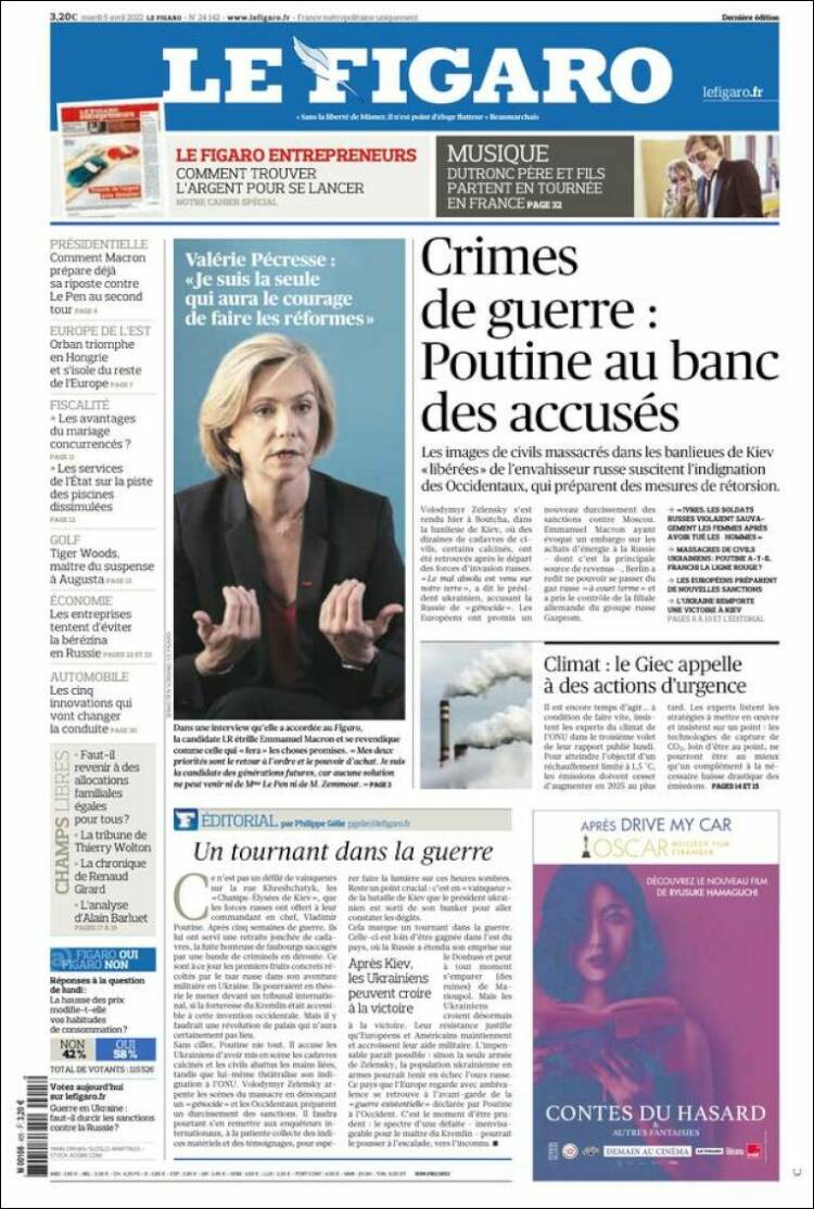 Periódico Le Figaro (Francia). Periódicos de Francia. Toda la prensa de  hoy. 