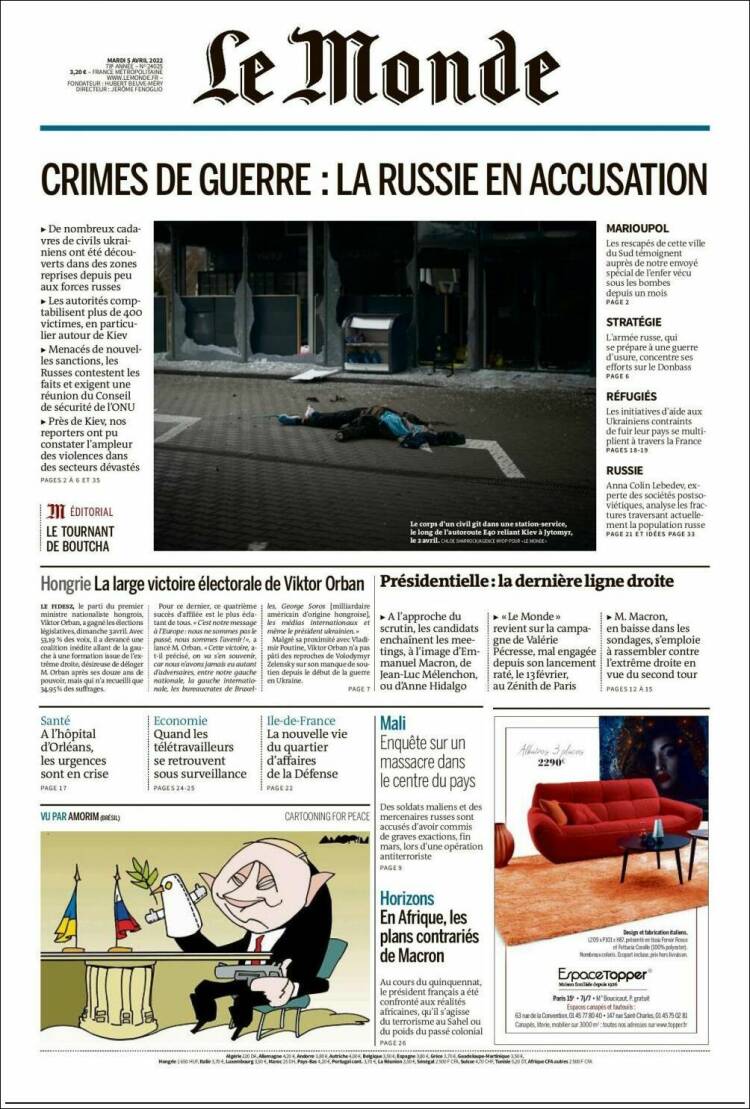 Portada de Le Monde (France)