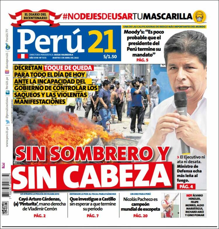 Portada de Perú 21 (Per&uacute;)