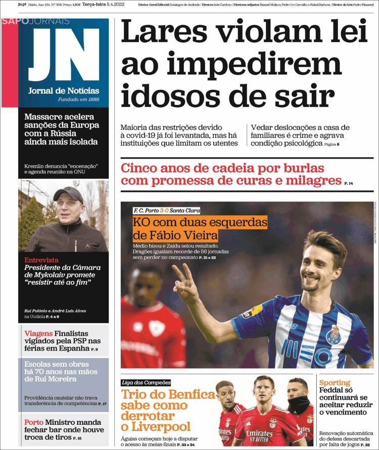 Portada de Jornal de Notícias (Portugal)