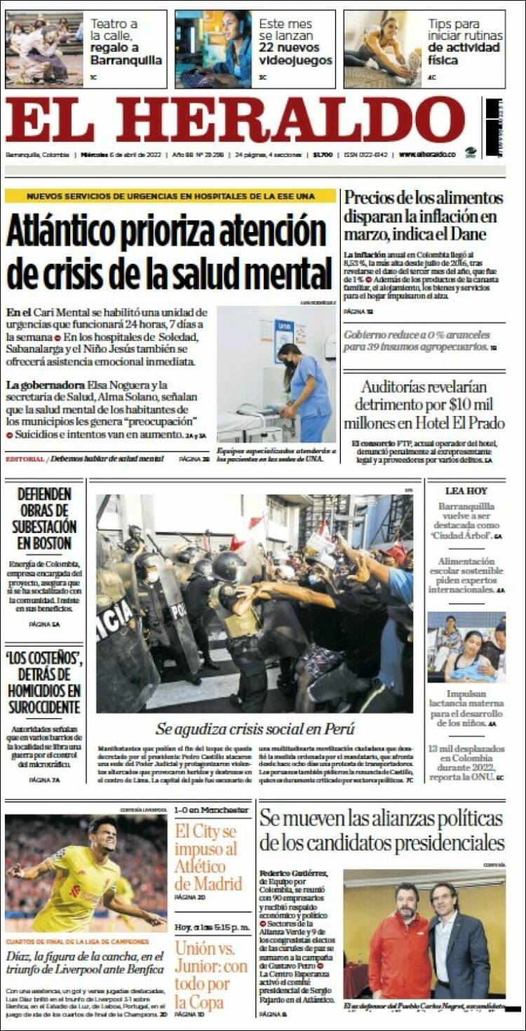 Portada de El Heraldo (Colombia)