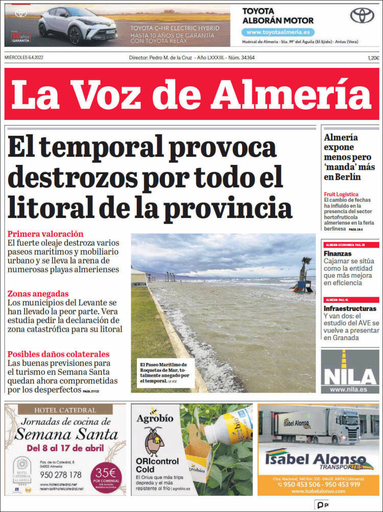 Portada de La Voz de Almería (España)