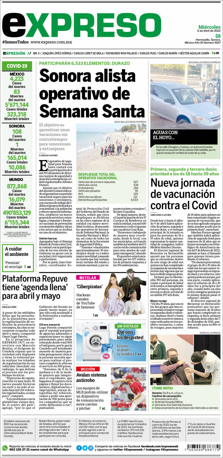 Portada de Expreso (M&eacute;xico)