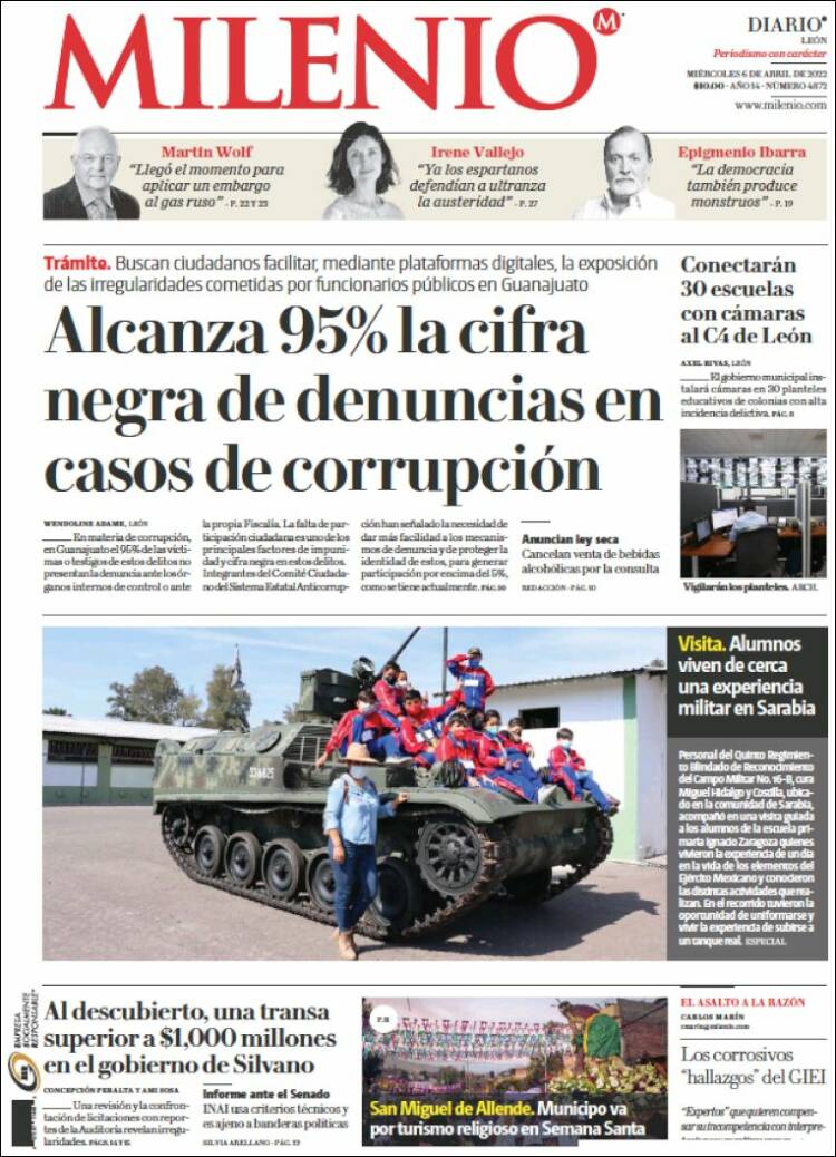 Portada de Milenio de León (M&eacute;xico)