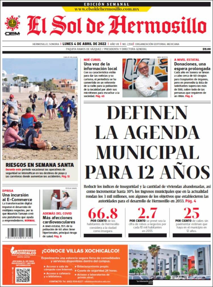 Portada de El Sol de Hermosillo (M&eacute;xico)