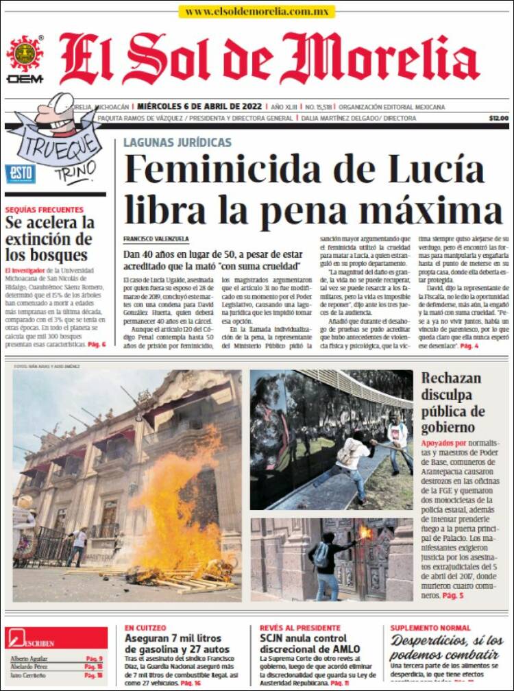 Periódico El Sol de Morelia (México). Periódicos de México. Edición de