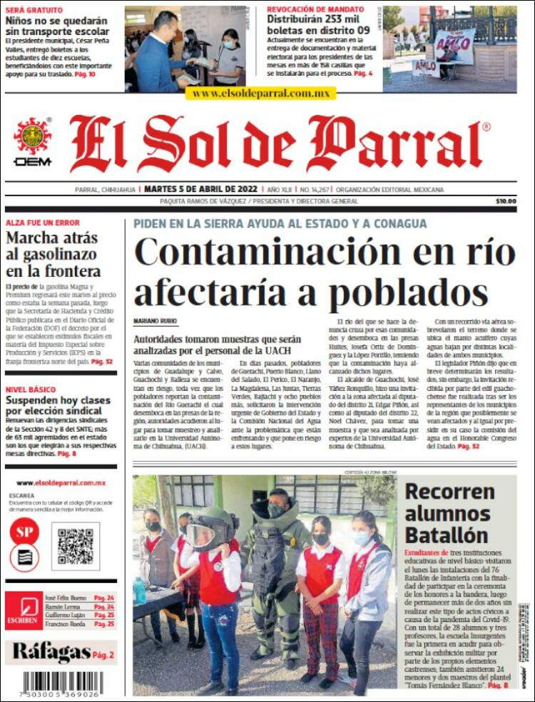 Portada de El Sol de Parral (M&eacute;xico)