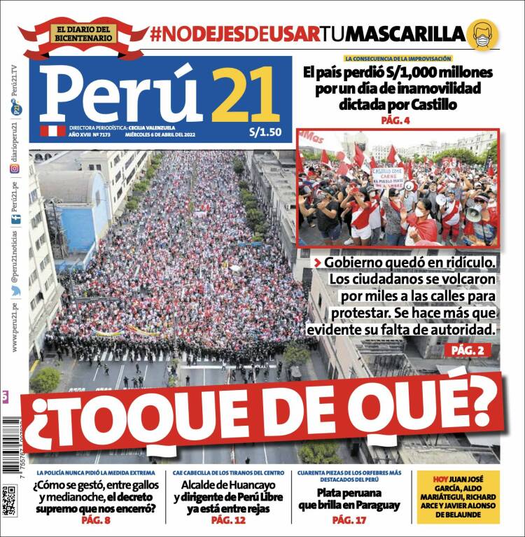 Portada de Perú 21 (Per&uacute;)