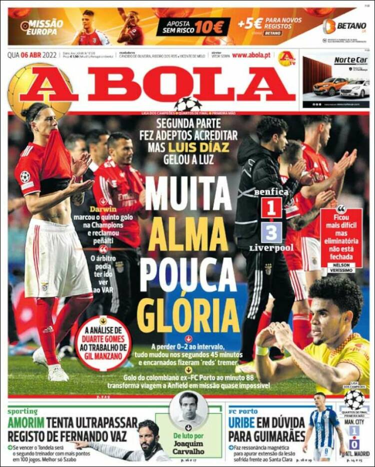 Portada de A Bola (Portugal)