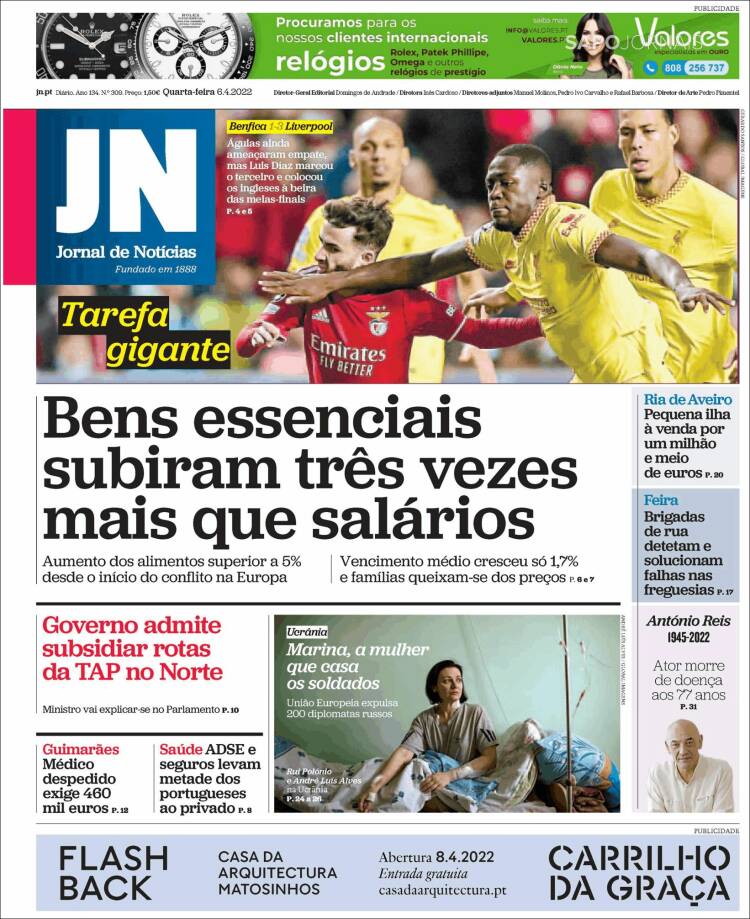 Portada de Jornal de Notícias (Portugal)