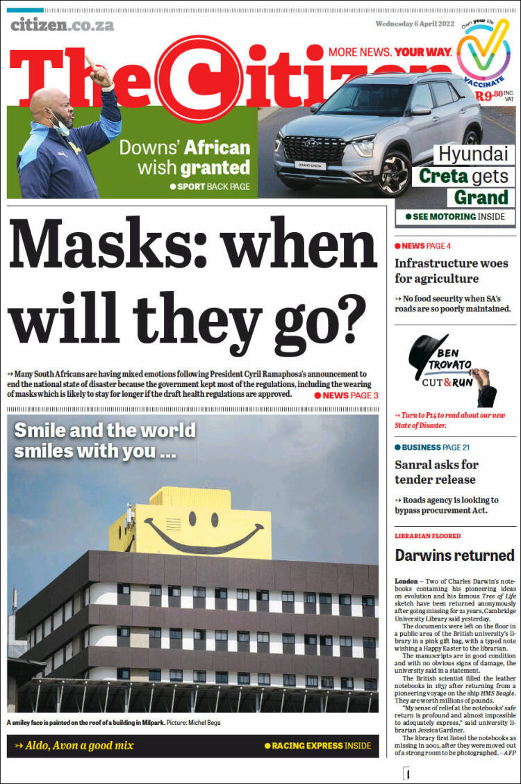 Portada de The Citizen (Sud&aacute;frica)