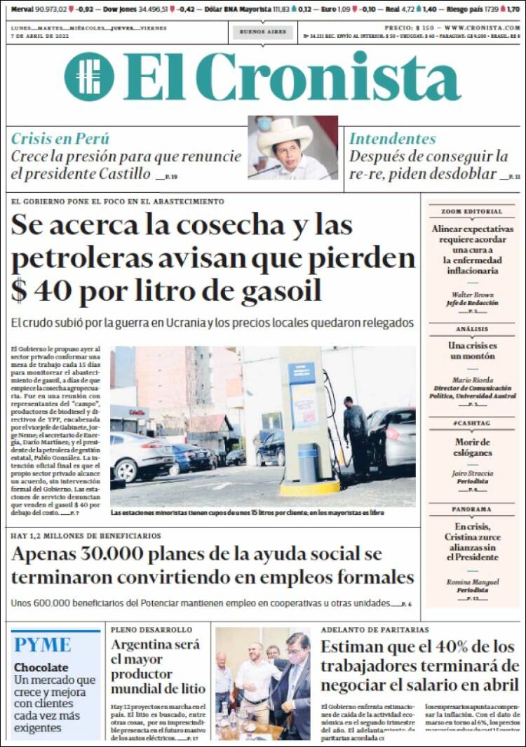 Portada de El Cronista Comercial (Argentina)