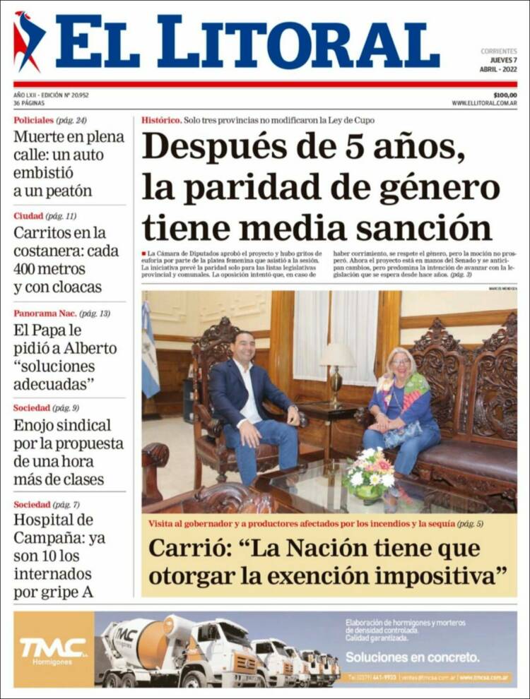 Portada de El Litoral Corrientes (Argentina)