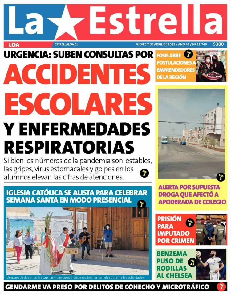 Portada de La Estrella de Loa (Chile)