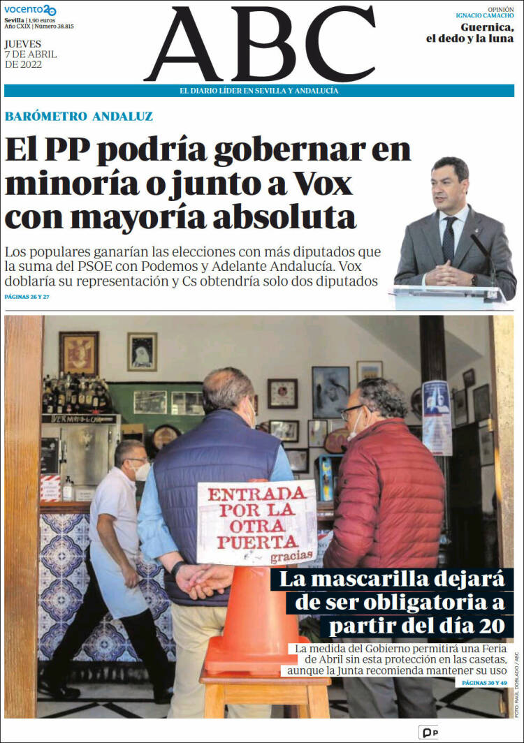 Portada de ABC - Sevilla (Espa&ntilde;a)