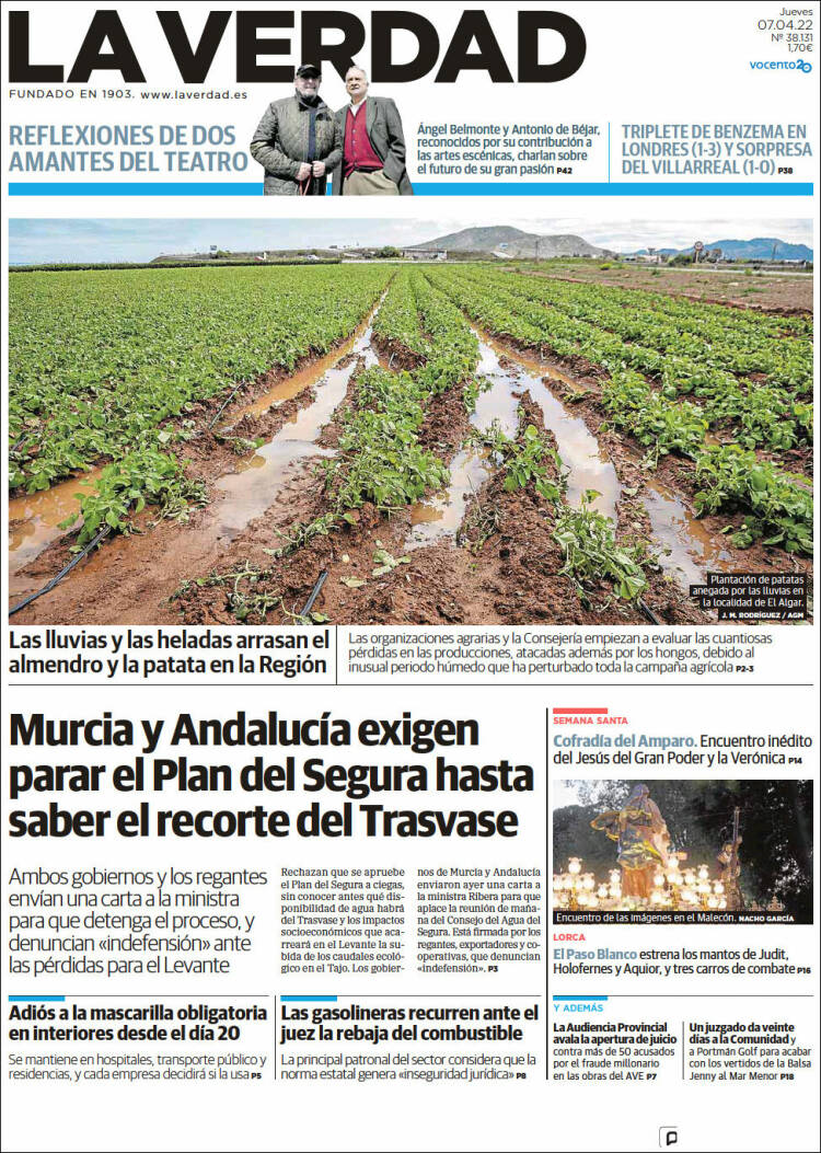 Portada de La Verdad de Murcia (Espa&ntilde;a)