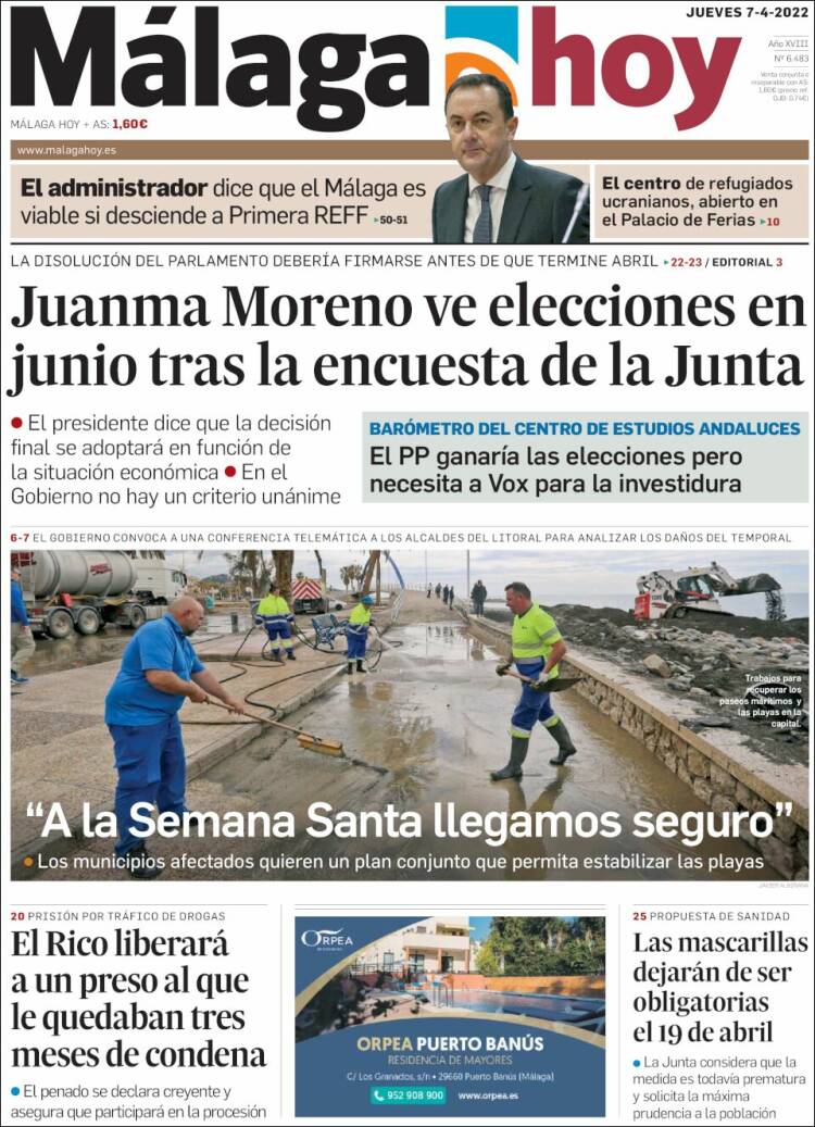 Portada de Málaga Hoy (Espa&ntilde;a)